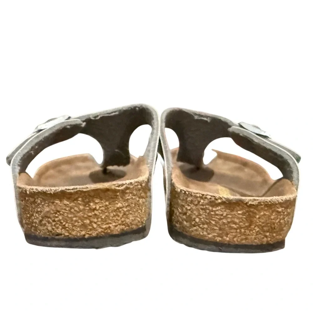 Birkenstock Gizeh Kids Silver Metallic Sandals Cork Footbed Girls Size 32 US 1‎